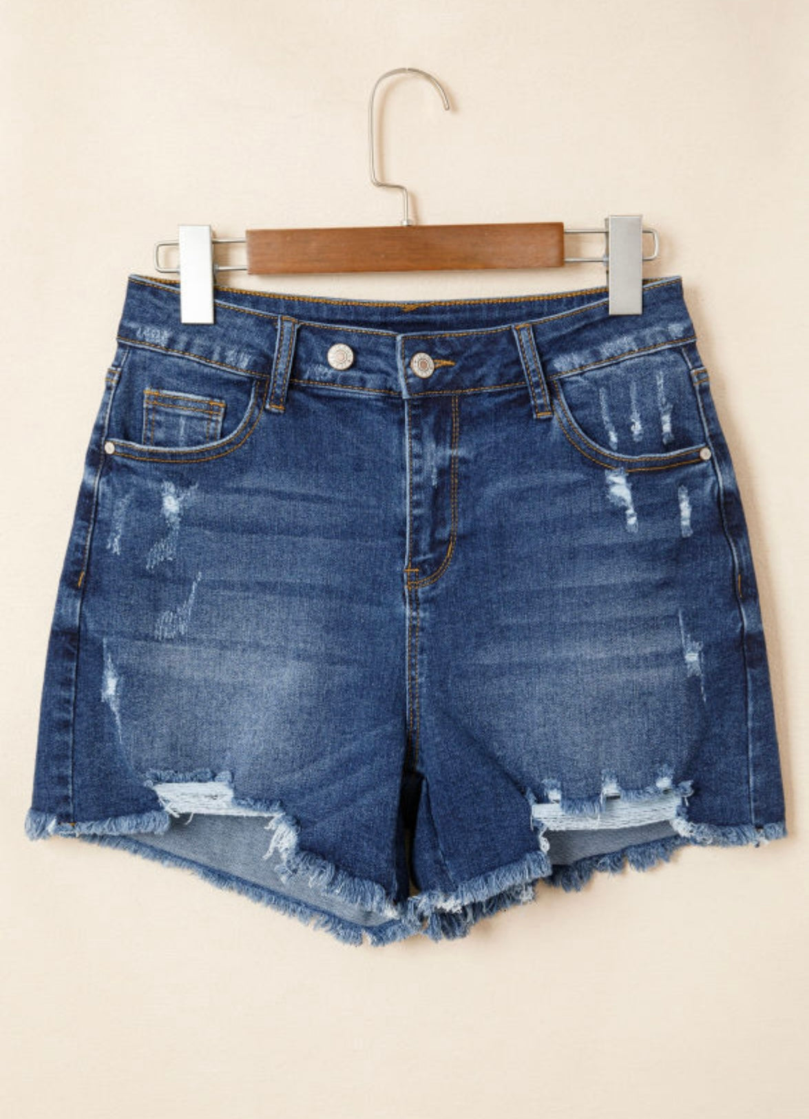 Denim Darlin’ - Dark Wash Distressed Shorts (Copy)