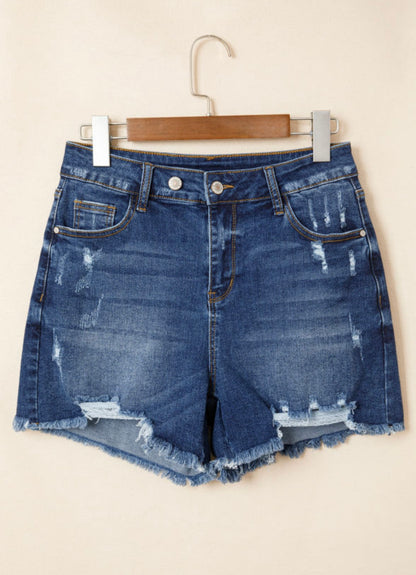 Denim Darlin’ - Dark Wash Distressed Shorts (Copy)