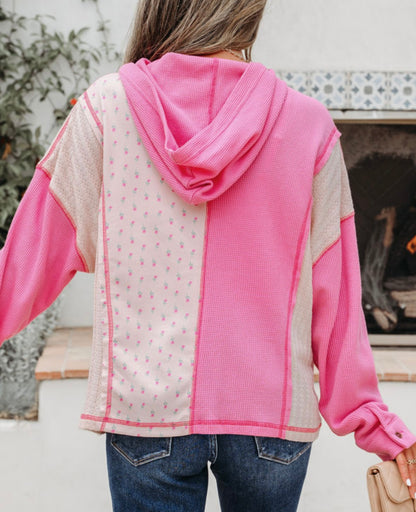 Fields of Florals - pink floral hooded top