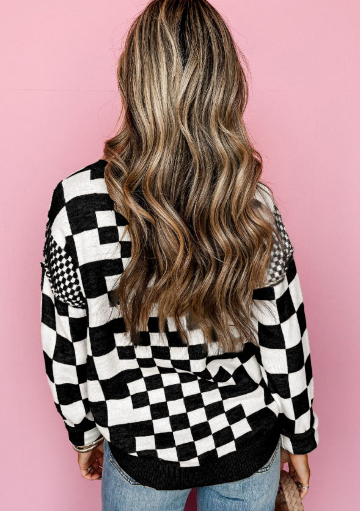 Checkered Chaos - B&W checkered Sweater