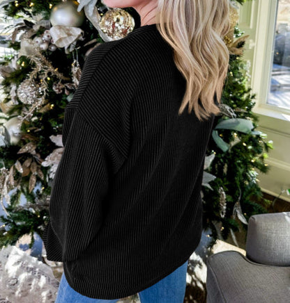 Very Merry Embroidered Pullover (black)
