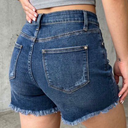 Denim Darlin’ - Dark Wash Distressed Shorts (Copy)