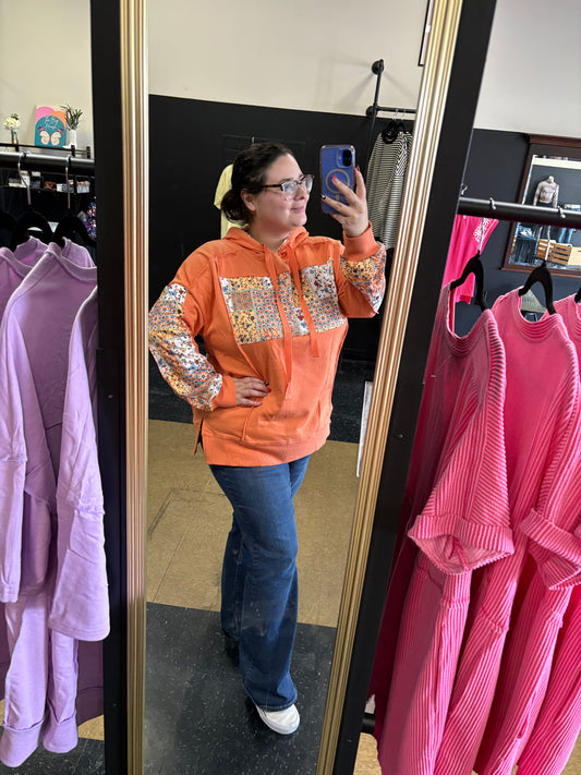 Pretty Patches - orange patchwork hoodie