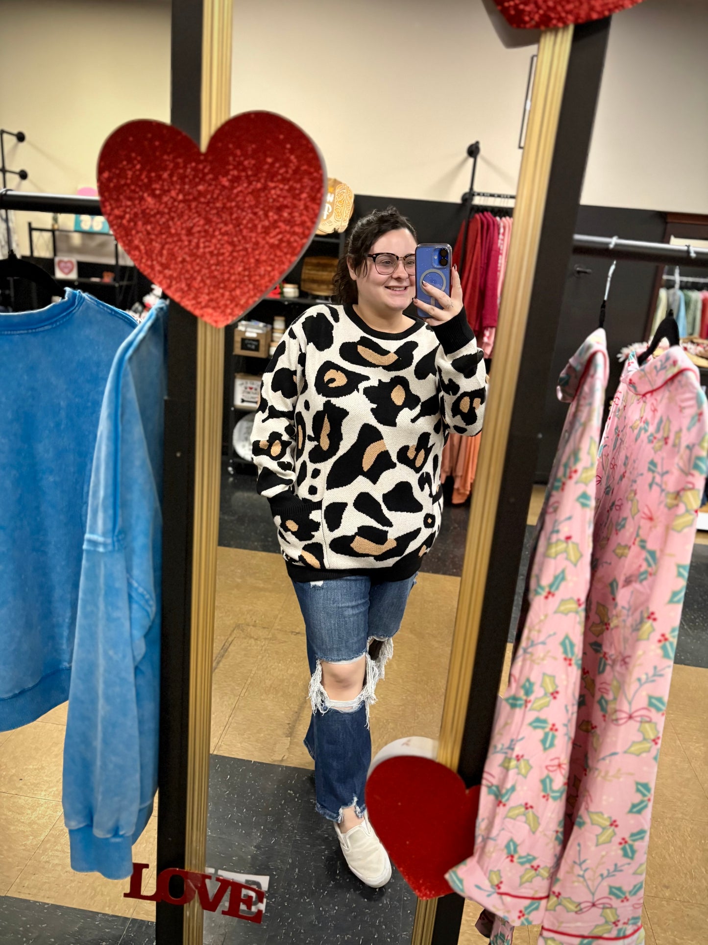 Fiesty Feline - Leopard Pocketed Pullover
