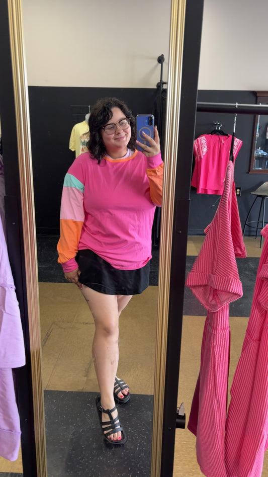 Malibu Magic - Pink Colorblock Long Sleeve