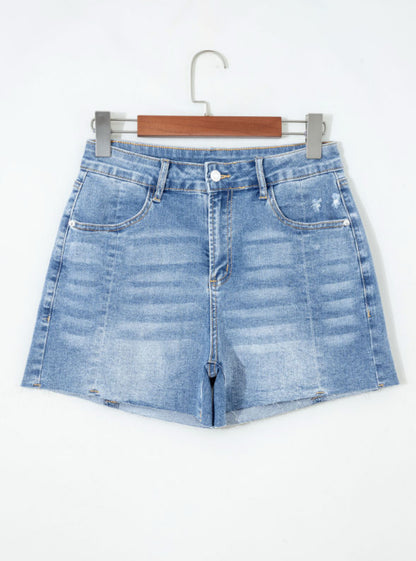 Blue Jean Babe - Light Wash Raw Hem Short