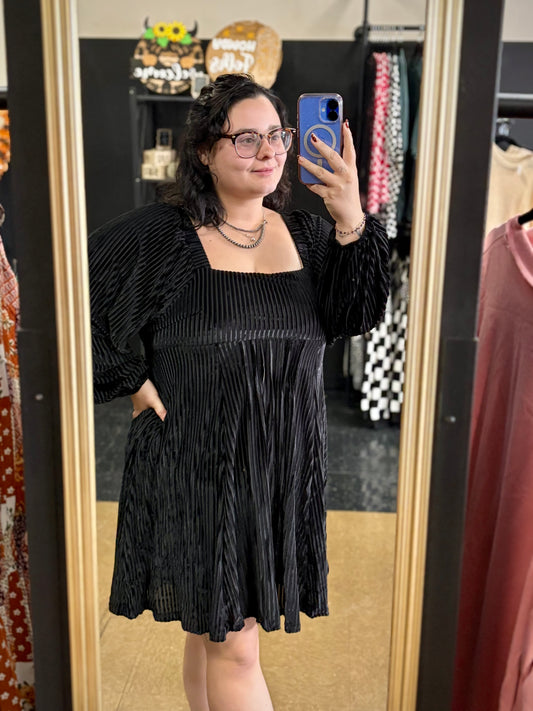 Black Velvet Tie Back Dress