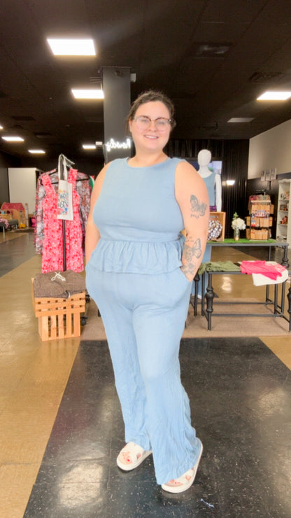 Ruffled + Ribbed - blue set