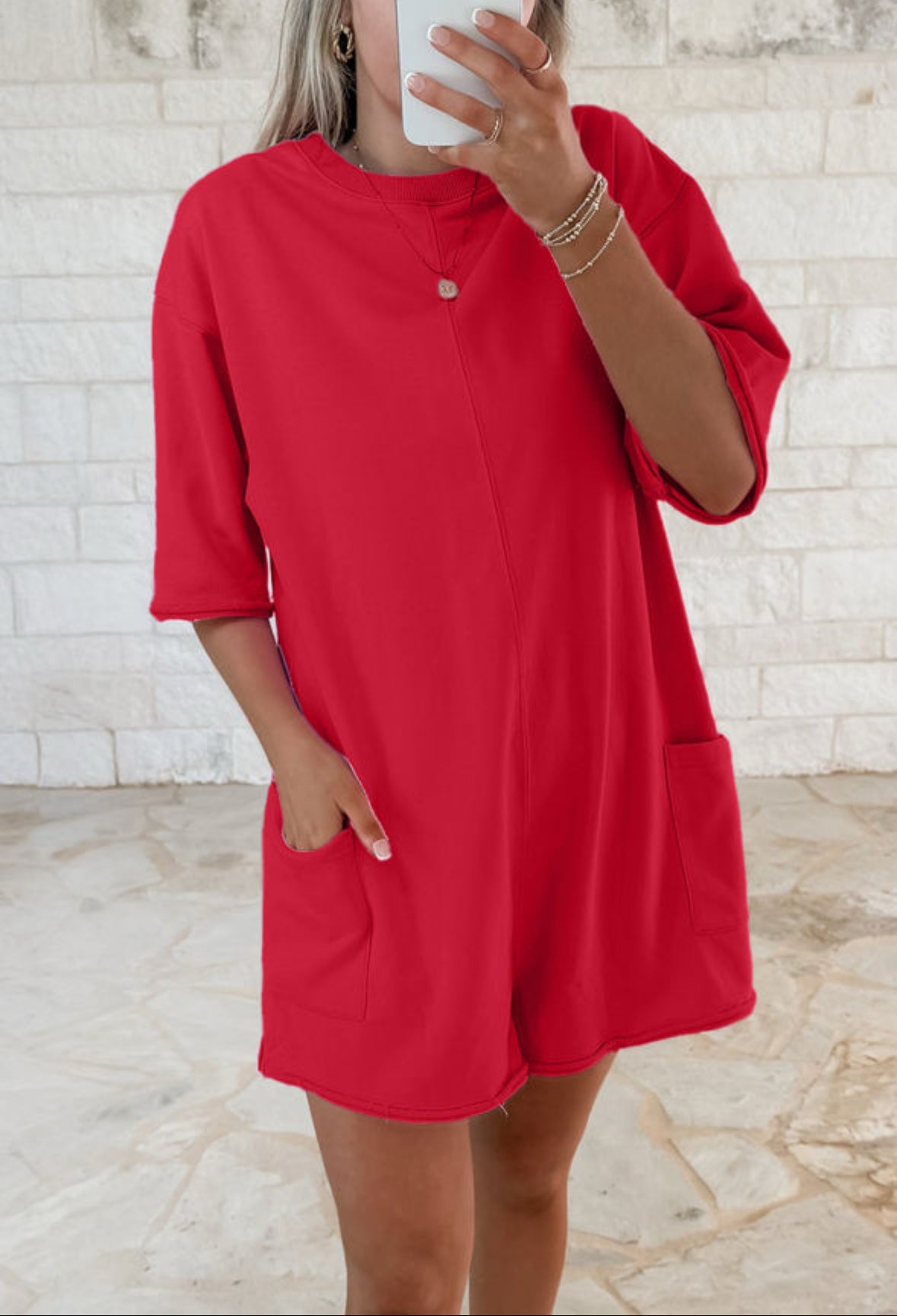 Firecracker Fun - red shorts jumpsuit romper