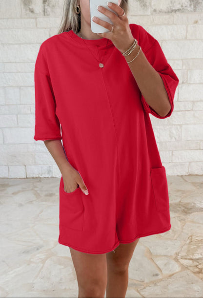 Firecracker Fun - red shorts jumpsuit romper