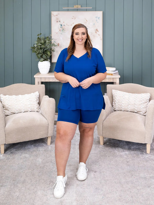 Blue Biker Short Set
