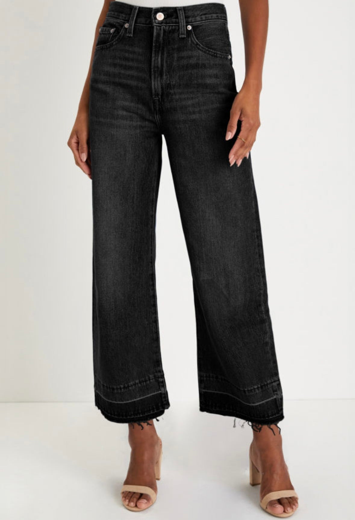 Black wide leg denim
