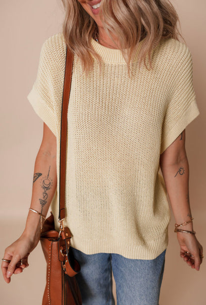 Cream short sleeve sweater