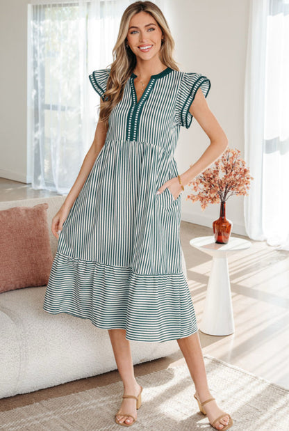 Effortlessly Trending - green stripe dress