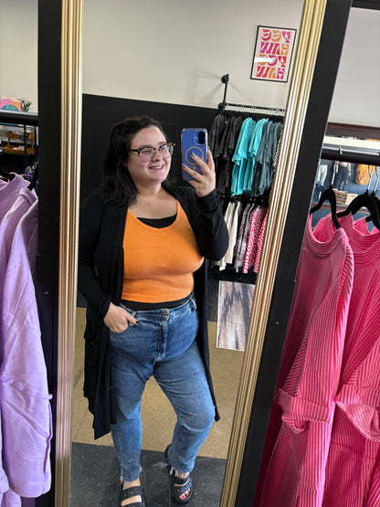 Ribbed Orange Cropped Tank