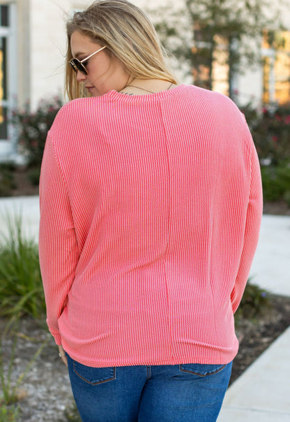 Plus Size Corded Peach Long Sleeve - Pre Order