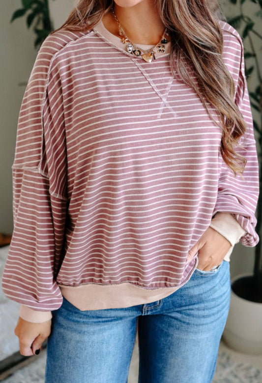 Hayride Ready - peach stripe pullover
