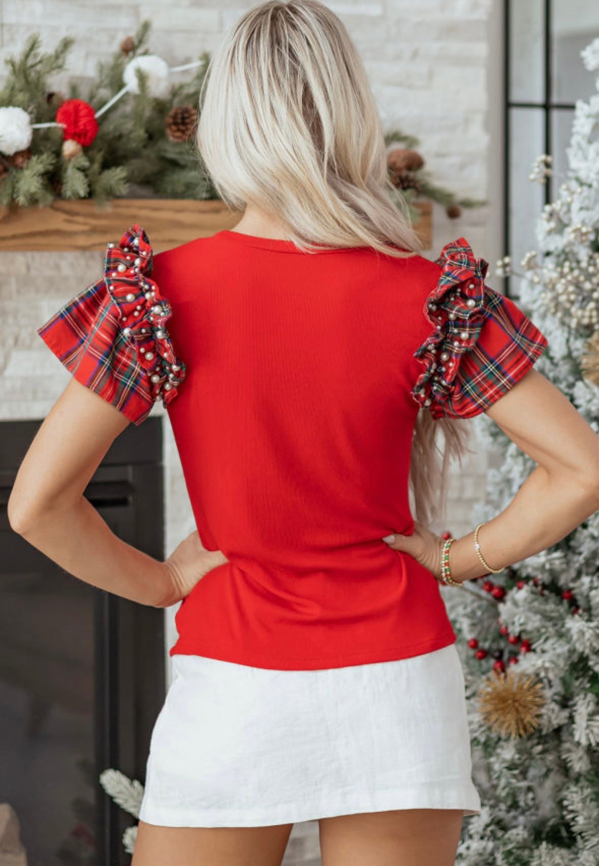 Sparkle Season Pearl Puff Sleeve Top