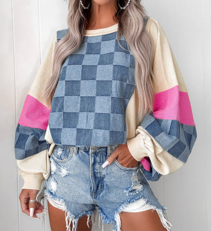 Denim Diva - denim patchwork pullover