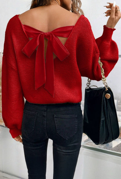 The Perfect Gift - Red Bow Back Sweater