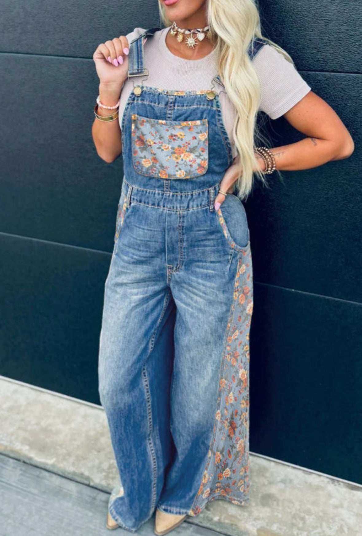 Fields Of Floral - Denim Floral Overall