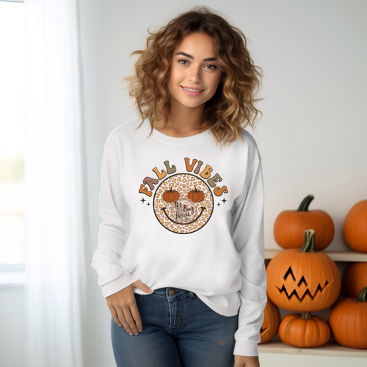 Fall Vibes Leopard Pumpkin Smiley