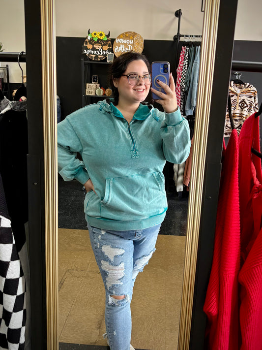 Mineral Wash Pullover (turquoise)