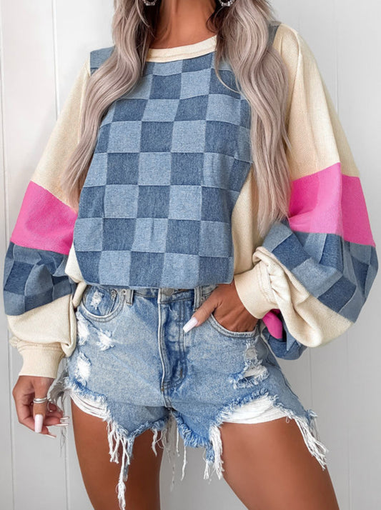 Denim Diva - denim patchwork pullover