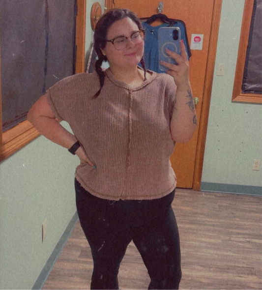 Mocha Waffle Knit Tee