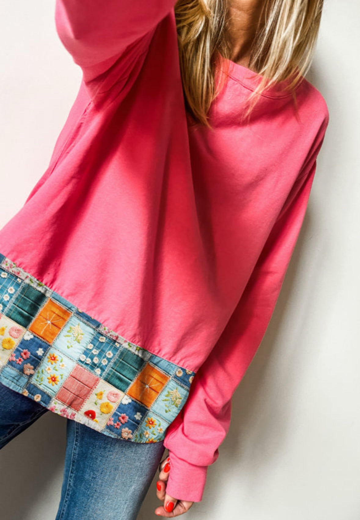Patch Party - pink pullover