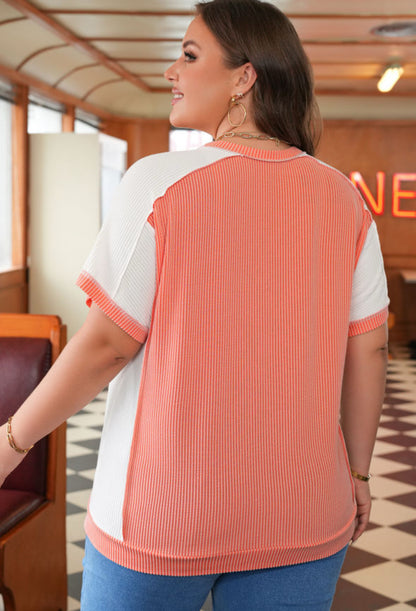 Orange Corded Colorblock Tee