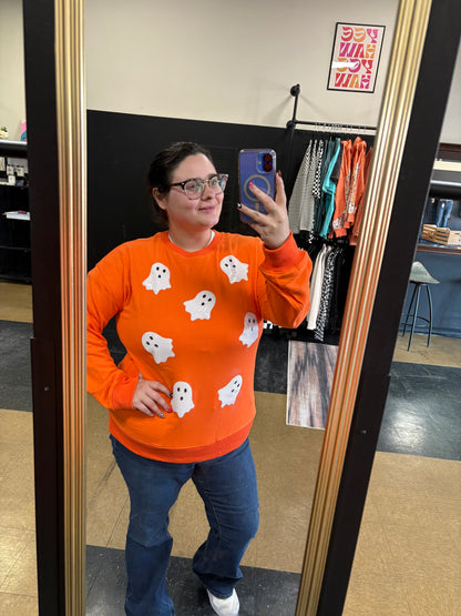 Spooky + Sparkly - sequin ghost pullover