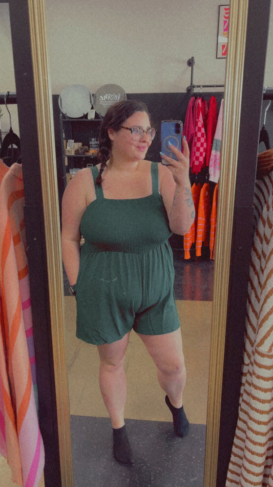 Emerald Obsession - Green smocked romper