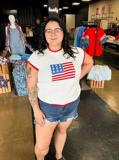 Americana Cutie - slouchy sleeveless sweater
