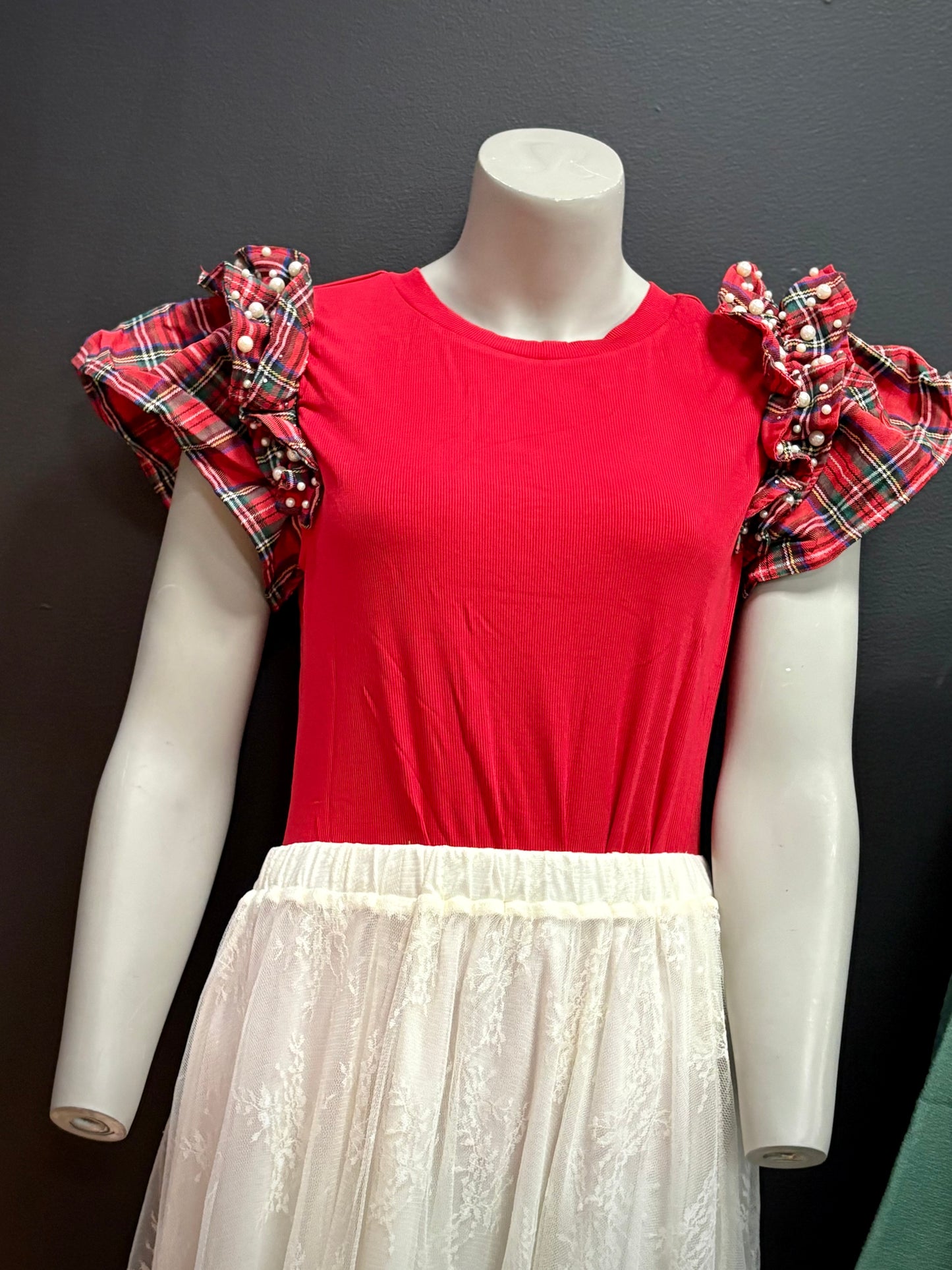 Sparkle Season Pearl Puff Sleeve Top