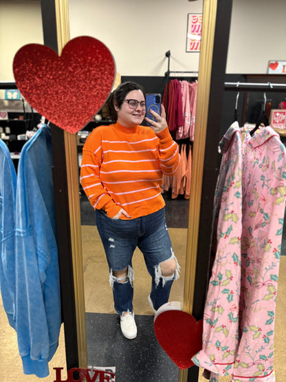 Orange You A Cutie - orange and pink pullover sweater