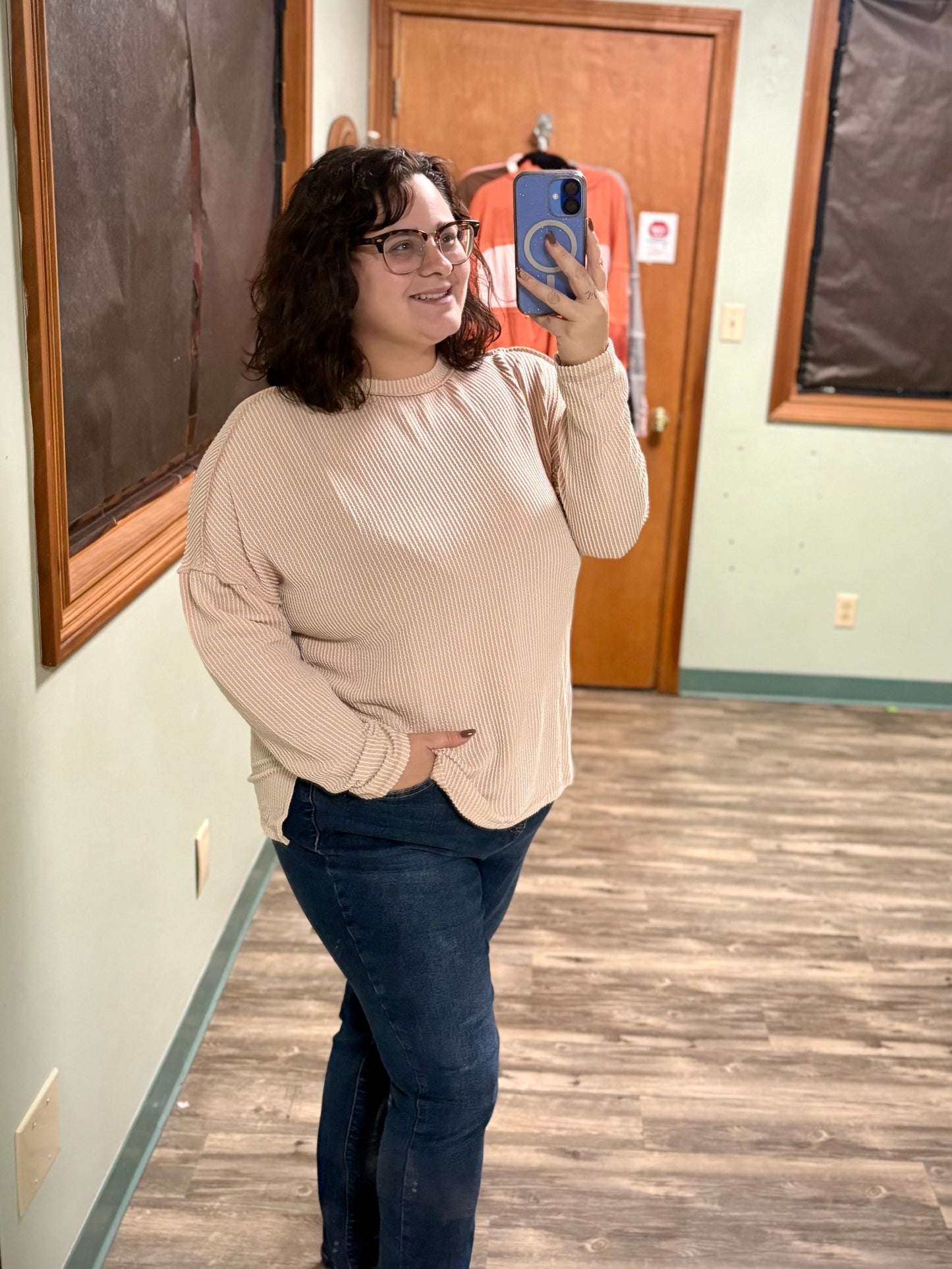 Love you a latte - cream corded long sleeve