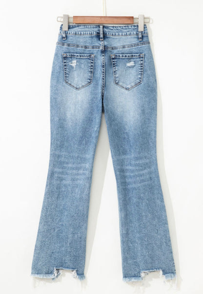 Open Knee Distressed Denim