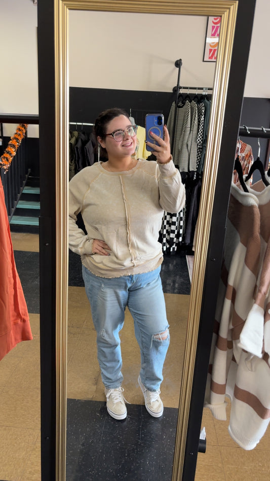 Tan Mineral Wash Pullover