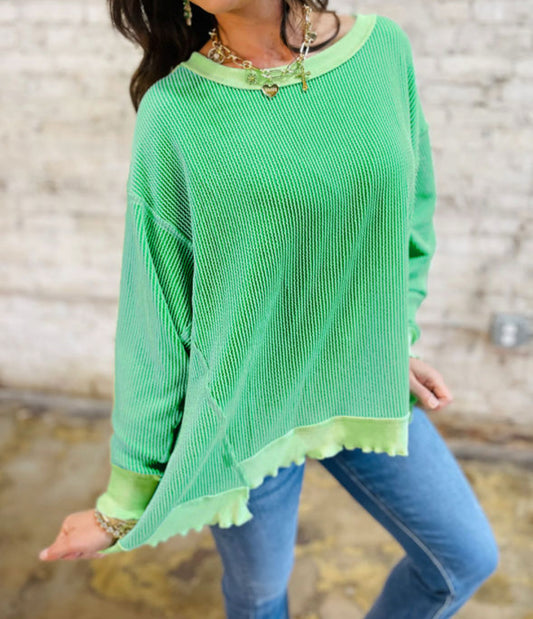 Green Glow - ribbed green pullover