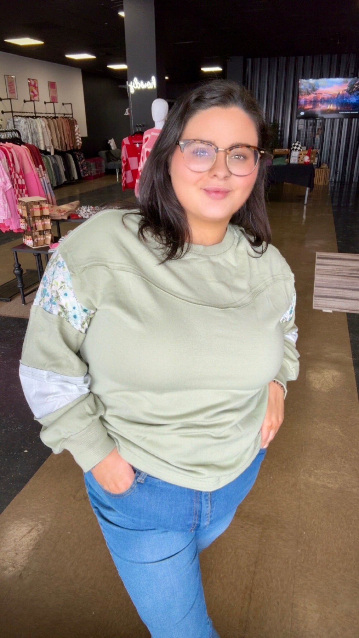 Spring Meadows - floral patchwork pullover