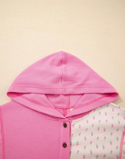 Fields of Florals - pink floral hooded top