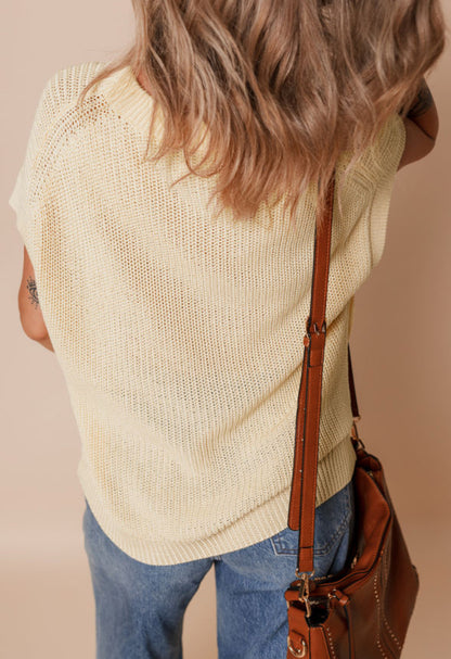 Cream short sleeve sweater