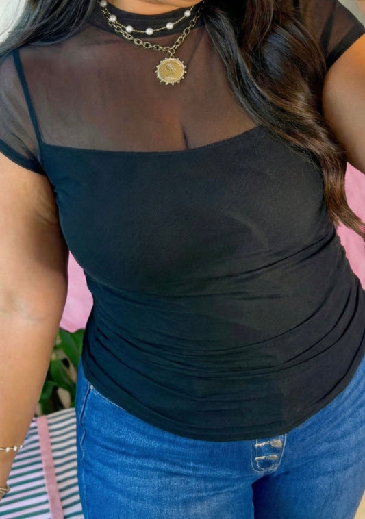 Hot Mesh - black mesh tee