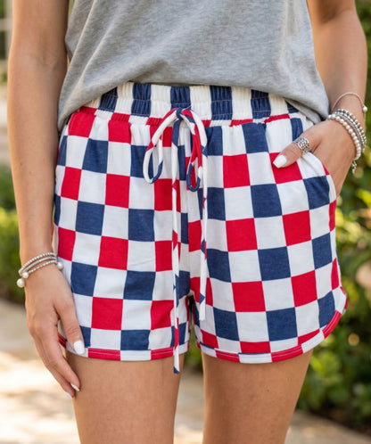 Checkered Independence - patriotic checkered shorts