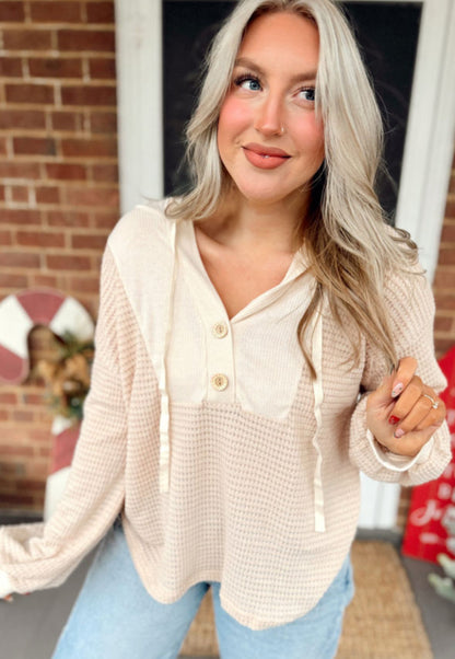 Golden Hour - Waffle Knit Hooded Top