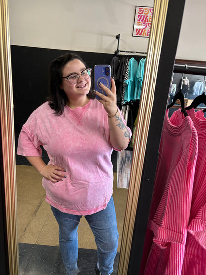 Slouchy Boyfriend Tee - Pink