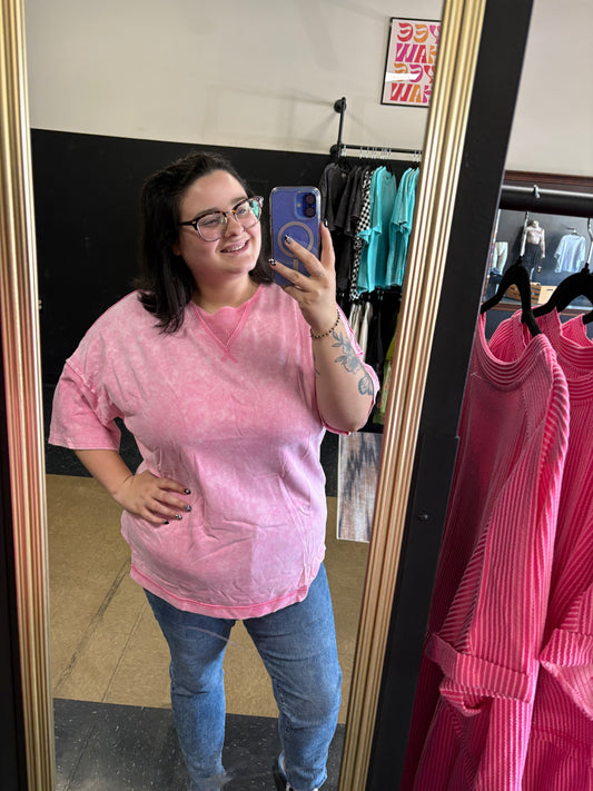 Slouchy Boyfriend Tee - Pink