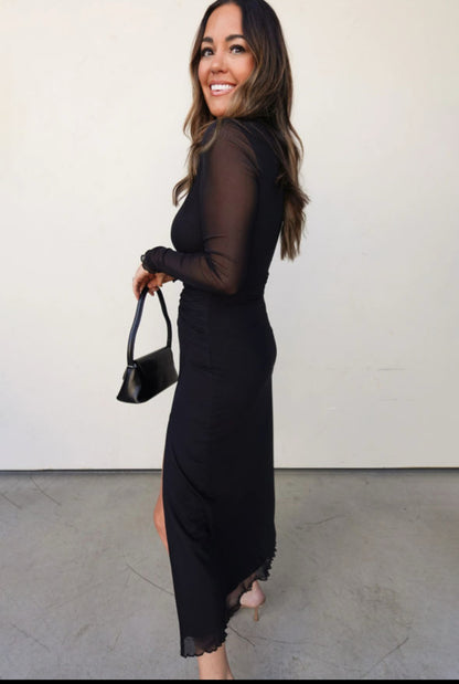 Mesh + Magic LBD - black midi dress