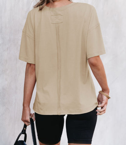 Not So Basic - tan boyfriend tee